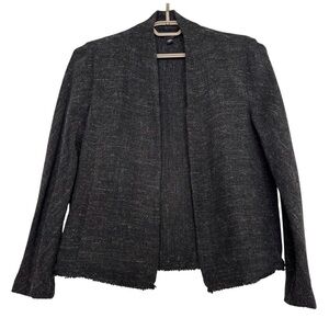 Eileen Fisher Charcoal Gray lightweight open blazer jacket pockets Large